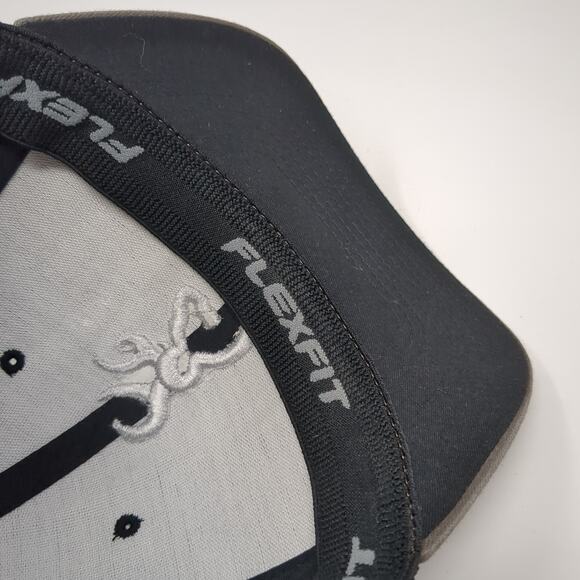 Browning Fitted Trucker Hat Gray XL Embroidered Logo Flexfit Colorblock - Picture 8 of 9